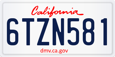 CA license plate 6TZN581