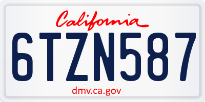 CA license plate 6TZN587