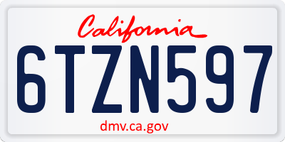 CA license plate 6TZN597