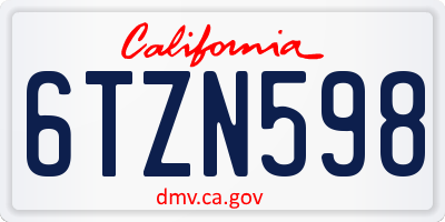 CA license plate 6TZN598