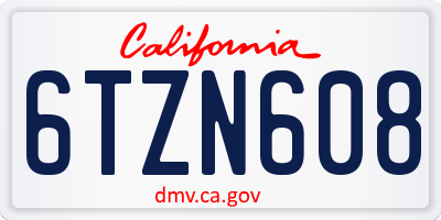 CA license plate 6TZN608