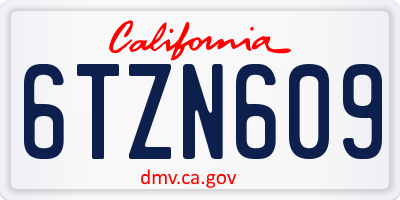 CA license plate 6TZN609