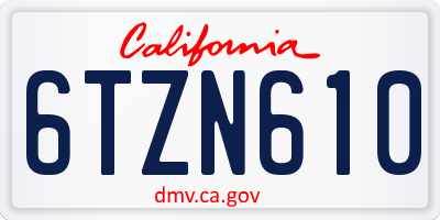 CA license plate 6TZN610