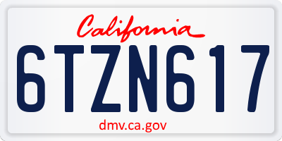 CA license plate 6TZN617