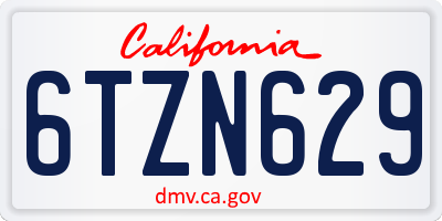 CA license plate 6TZN629