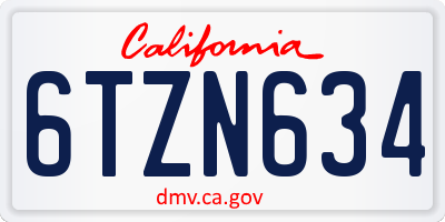 CA license plate 6TZN634