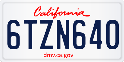 CA license plate 6TZN640