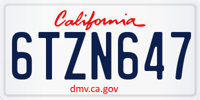 CA license plate 6TZN647