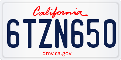 CA license plate 6TZN650