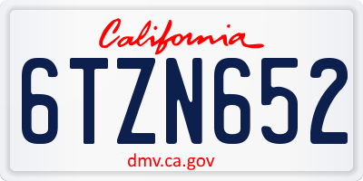 CA license plate 6TZN652