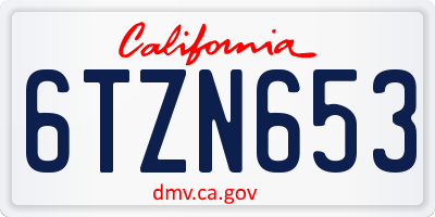 CA license plate 6TZN653