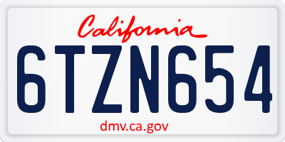CA license plate 6TZN654