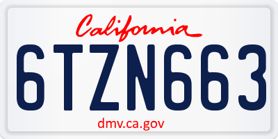CA license plate 6TZN663
