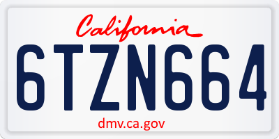 CA license plate 6TZN664