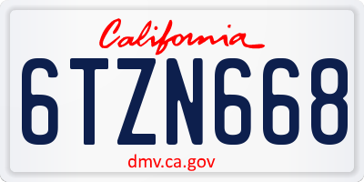 CA license plate 6TZN668