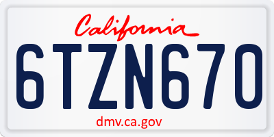 CA license plate 6TZN670