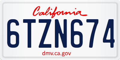 CA license plate 6TZN674