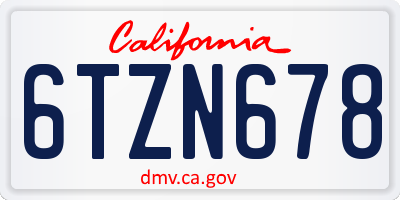 CA license plate 6TZN678