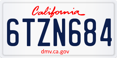 CA license plate 6TZN684