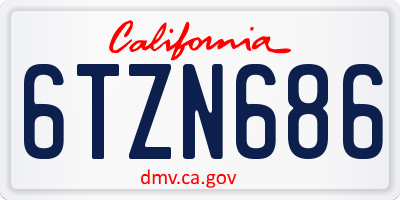 CA license plate 6TZN686