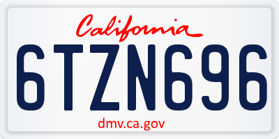 CA license plate 6TZN696
