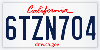 CA license plate 6TZN704