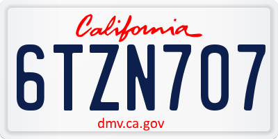 CA license plate 6TZN707
