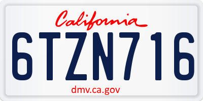 CA license plate 6TZN716