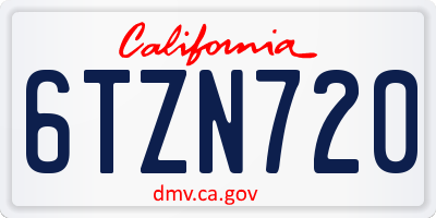 CA license plate 6TZN720