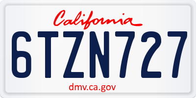 CA license plate 6TZN727