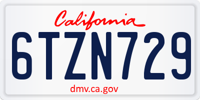 CA license plate 6TZN729