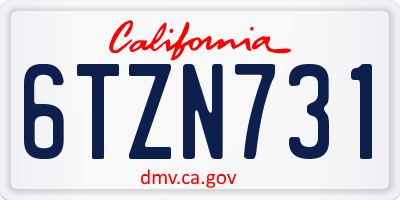 CA license plate 6TZN731