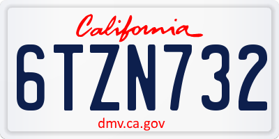 CA license plate 6TZN732