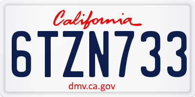 CA license plate 6TZN733