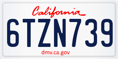 CA license plate 6TZN739