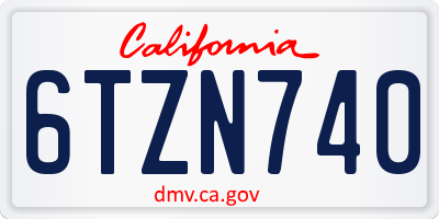 CA license plate 6TZN740