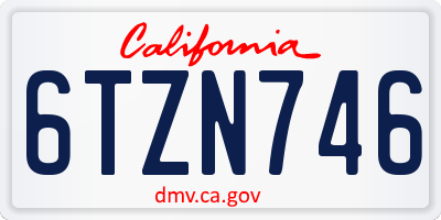 CA license plate 6TZN746