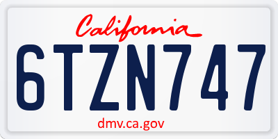 CA license plate 6TZN747