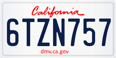 CA license plate 6TZN757