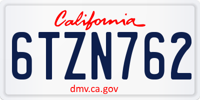 CA license plate 6TZN762
