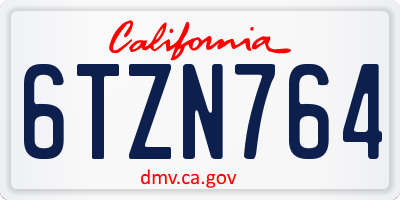 CA license plate 6TZN764