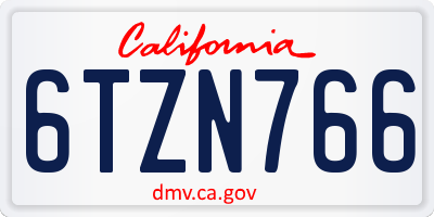 CA license plate 6TZN766