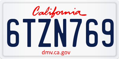 CA license plate 6TZN769