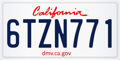 CA license plate 6TZN771