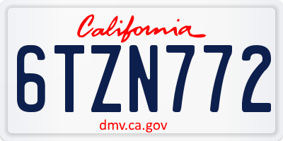 CA license plate 6TZN772