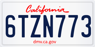 CA license plate 6TZN773