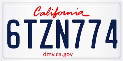 CA license plate 6TZN774