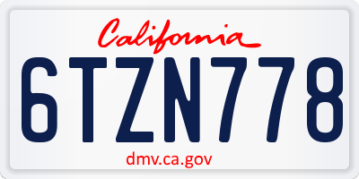 CA license plate 6TZN778