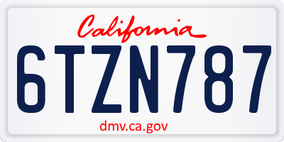 CA license plate 6TZN787