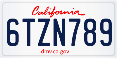 CA license plate 6TZN789